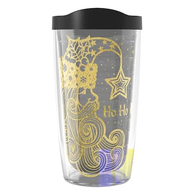 Tervis Festive Christmas Holiday Golden Santa Made in USA Double Walled Insulated Travel Tumbler, Quartz