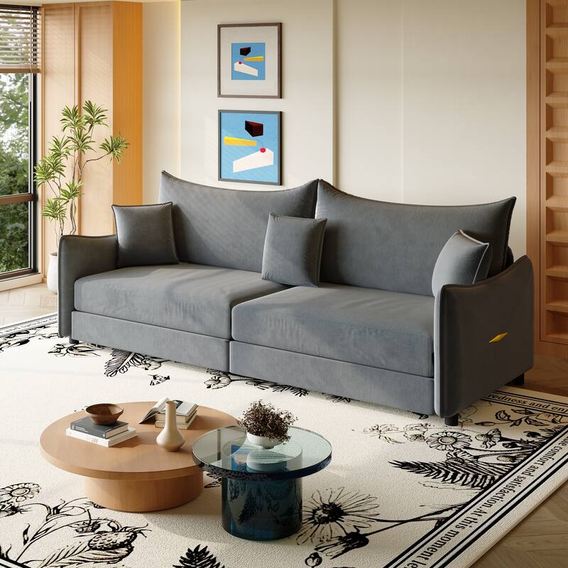 GDFStudio - Velvet 81.9" 3-in-1 Convertible Sleeper Sofa