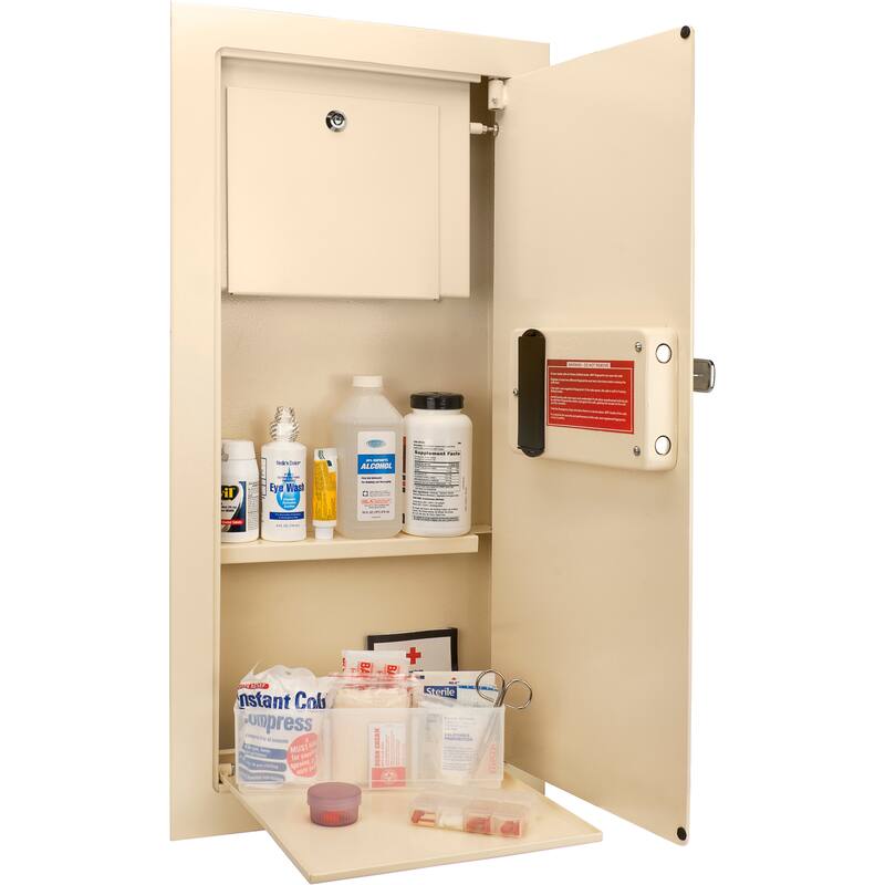 0.82 cubic ft beige biometric wall safe