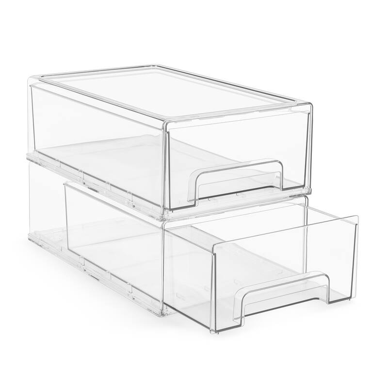 Sorbus Medium Clear Stackable Storage Drawers with Handles 2 Pack - 2 Pack