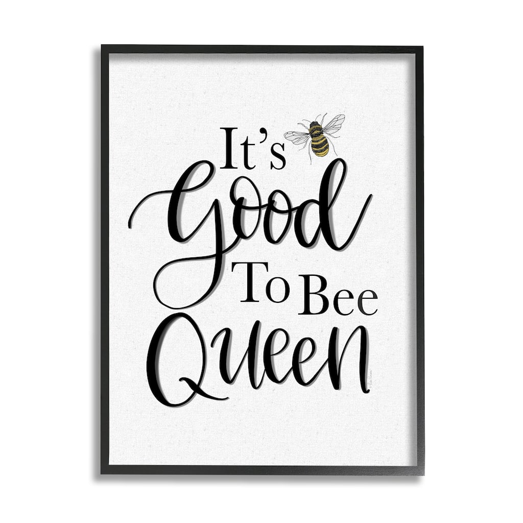Stupell Good To Bee Queen Bumble Insect Phrase Framed Wall Art, Design by Lisa Larson - Off-White