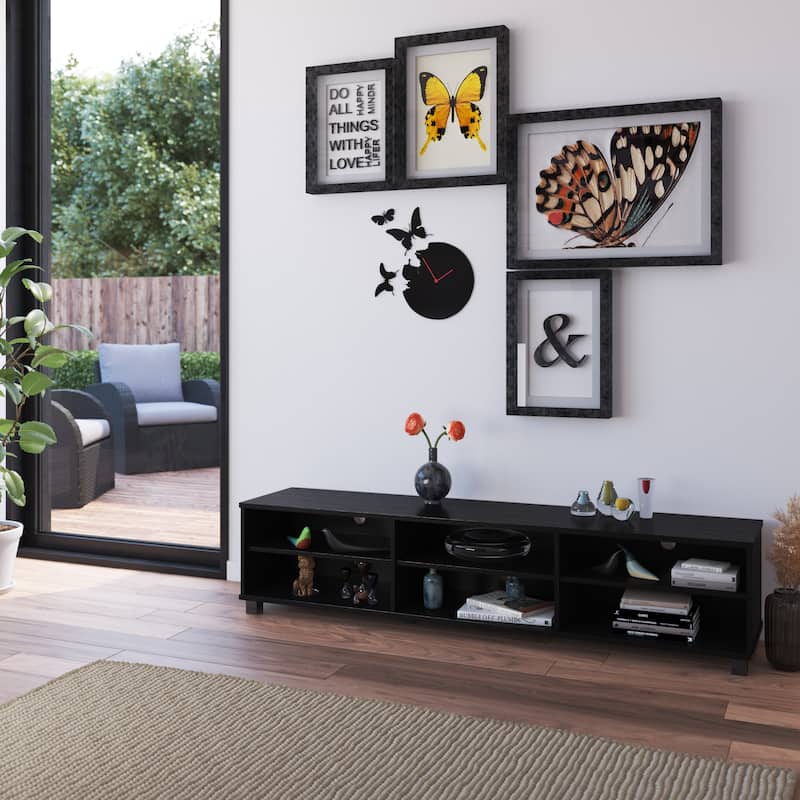 Hollywood Low Profile Modern TV Stand, for TV's up to 85" - Black