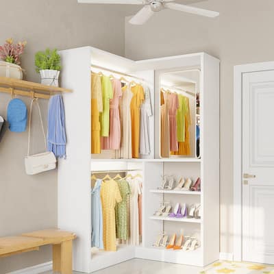 Cimly 35.4'' Coner Closet Organizer with Hanging Rods, Space-saving Closet System with Storage Shelves