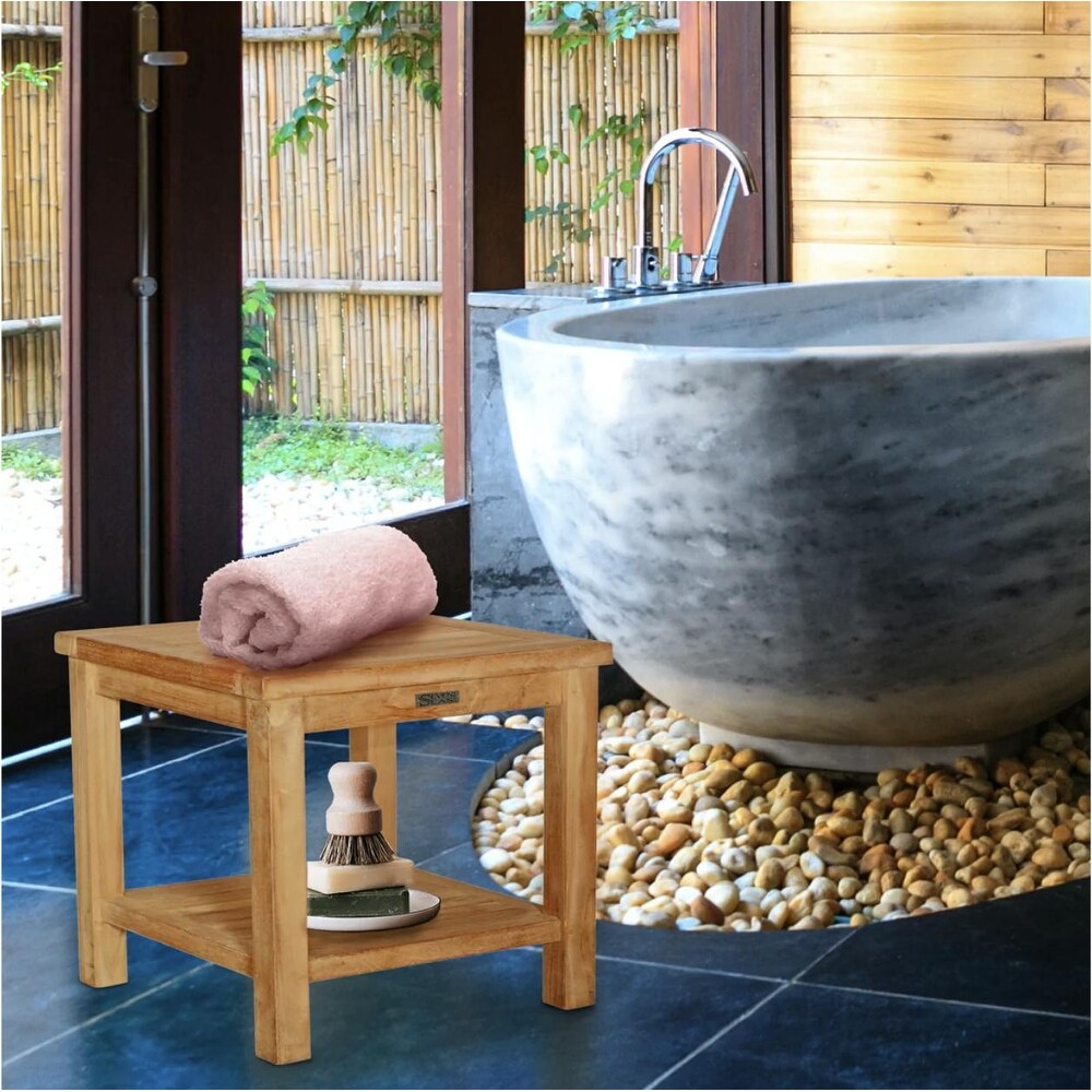 Teak wood store stool for shower