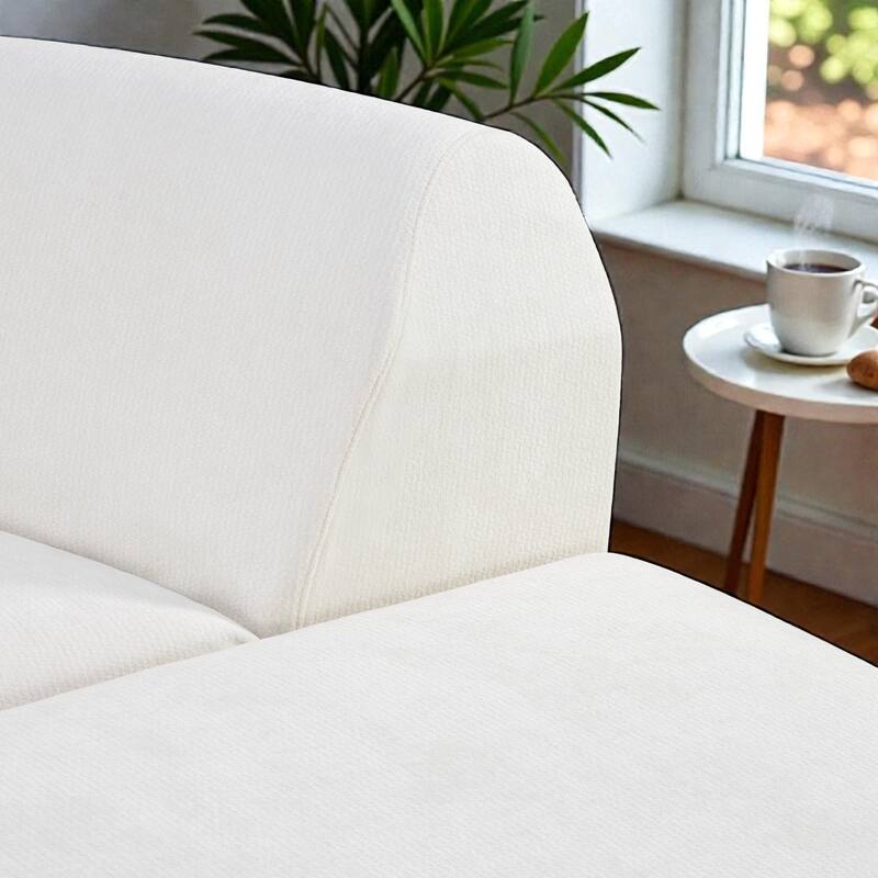 111" Modern Curved Sectional Sofa with Ottoman, Fully Assembled Foam Sofa, Deep Seat 3-Piece Set