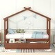 preview thumbnail 3 of 47, Wooden House Bed With Drawers Walnut - Twin