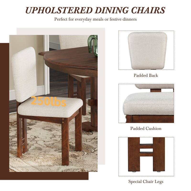 6-Piece Extendable Wood Dining Table Set with Bench