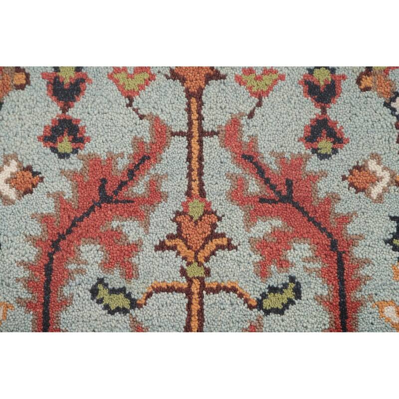 Light Blue Heriz-Serapi Accent Rug Handmade Floral Wool Carpet - 2'11"x 5'0"