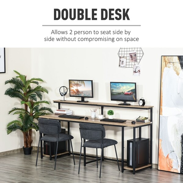 HOMCOM 2 Person Home Office Computer Desk Double PC Study