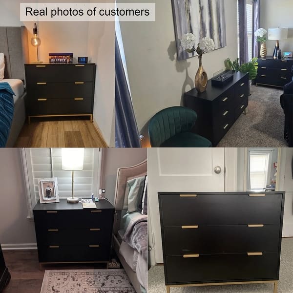 green emerald velvet dress Kendall 6-Drawer Dresser Black and Gold