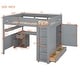 preview thumbnail 19 of 27, Wooden Full Size Loft Bed with Desk, Wardrobe, Storage Shelves and Drawers, for Kids Teens Adults Bedroom, Wood Bedframe