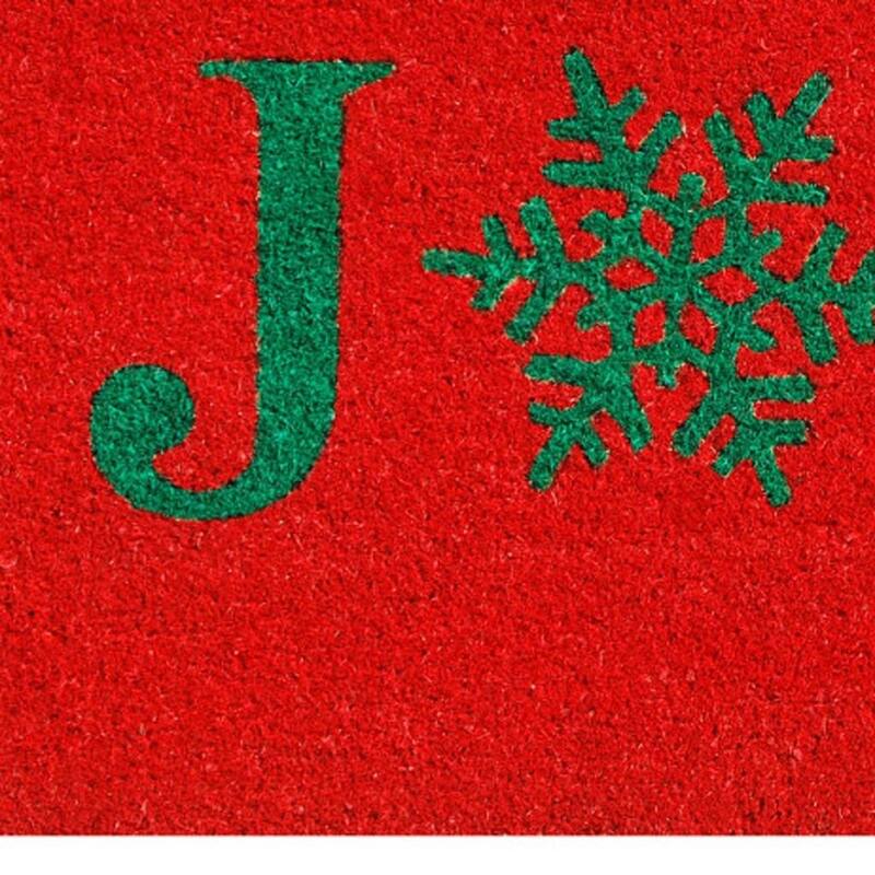 HomeRoots 17" X 29" Red And Green Christmas Outdoor Coir Door Mat - 17.00' X '29.00