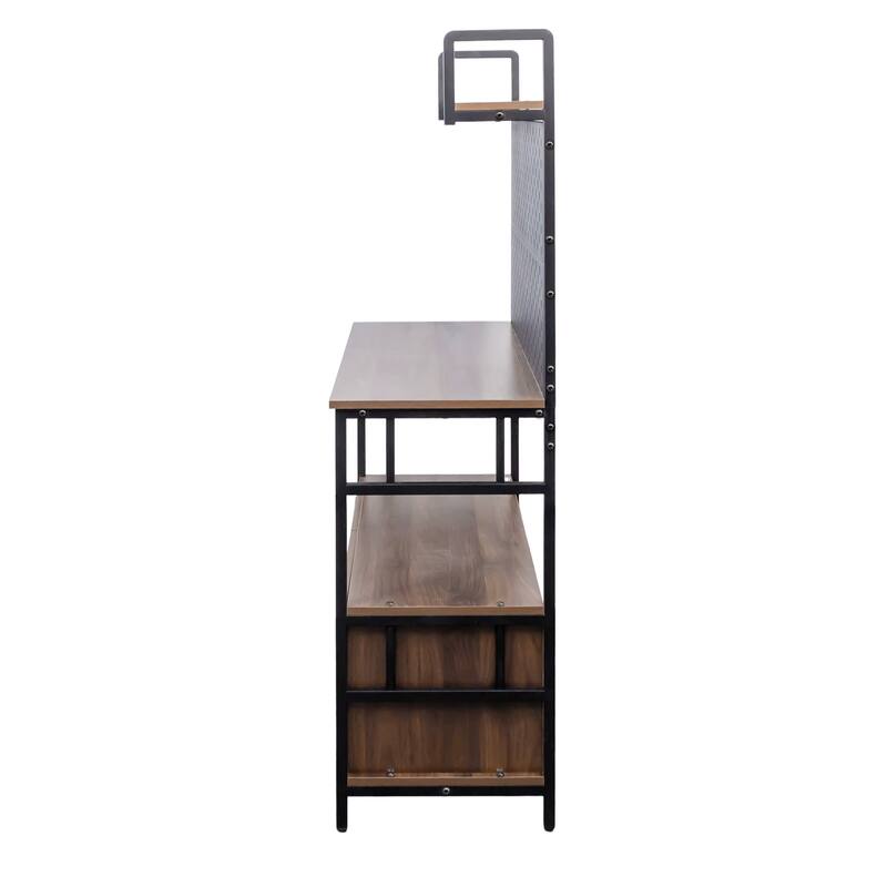 Kitchen Bakers Rack with Door,Microwave Oven Stand,Utility Storage Shelf, Durable Kitchen Organizer for Small Spaces