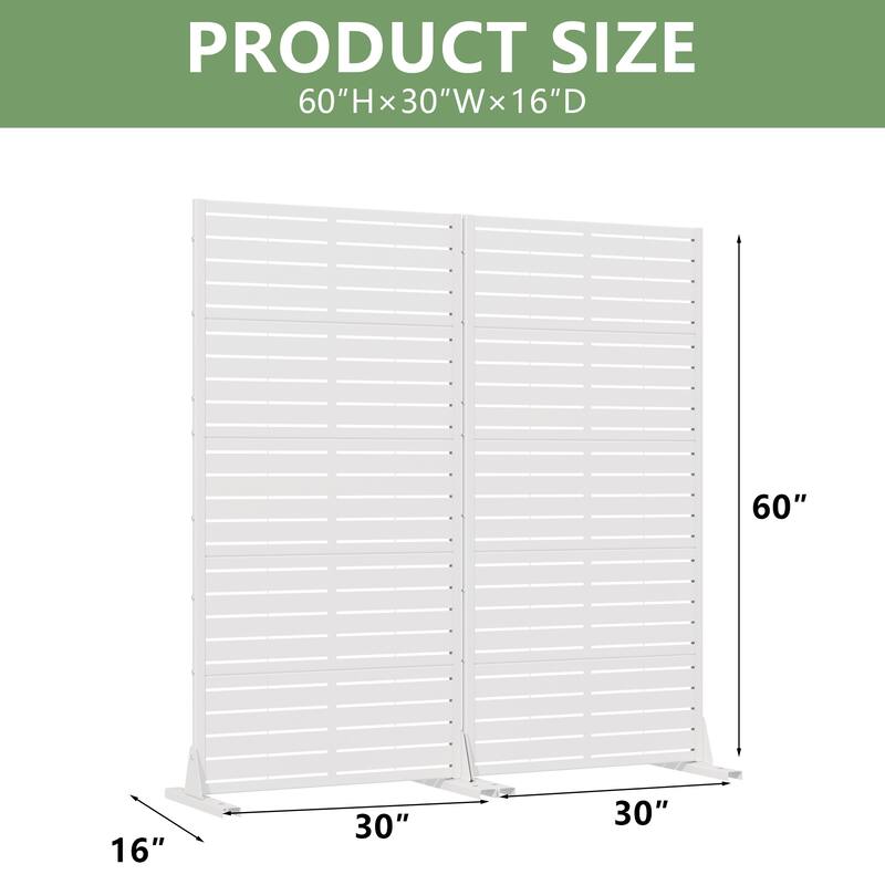 Outdoor Privacy Screen with Stand for Patio Garden Metal Fence Set of 2
