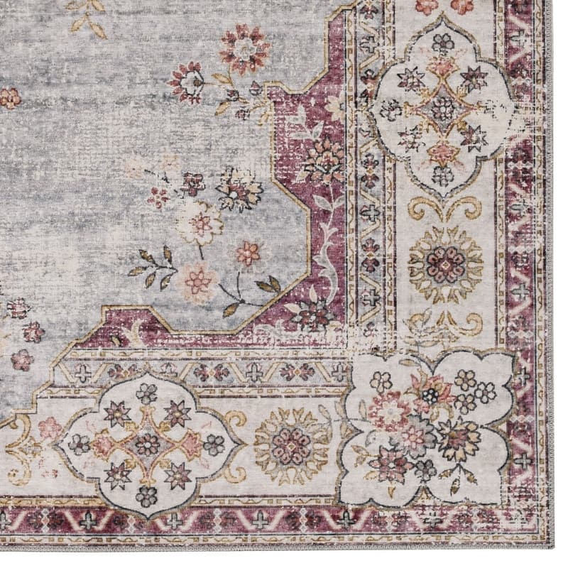 Lennox Stain-Resistant Machine Washable Pastel Blue and Ivory Rug