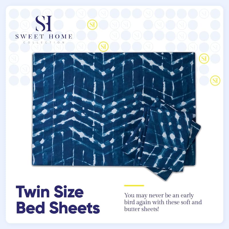 Sweet Home Collection 6 Piece Printed Monroe Ultra Soft Microfiber Sheet Set
