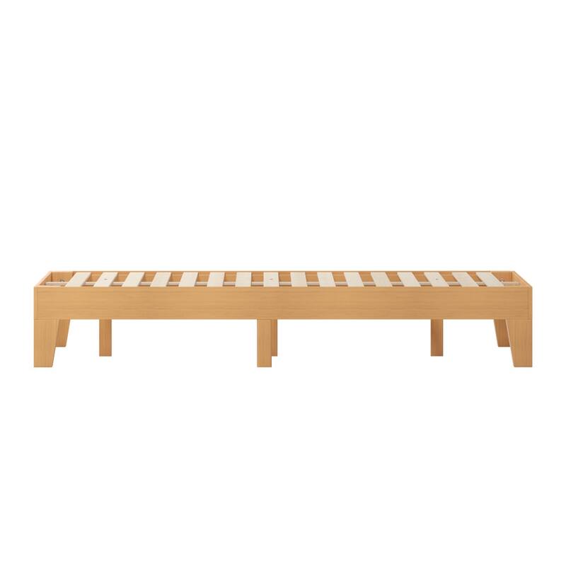 Wood Platform Bed with 14 Wooden Support Slats
