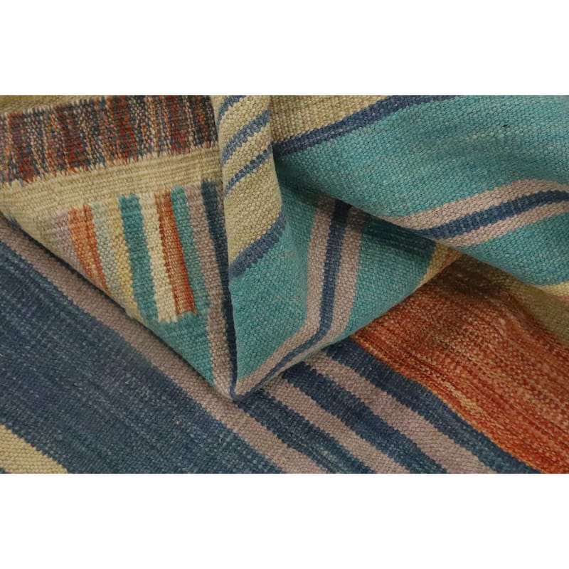 Hand Woven Oriental 100% Wool Carpet Southwestern Tribal Multi-Colored Kilim Area Rug - 4' 10'' X 3' 3''