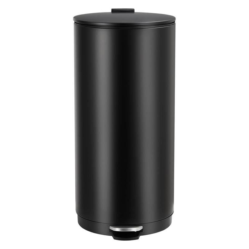 8 Gallon/30L Step Round Trash Can with Lid and Removable Inner Bucket for Home, Bedroom, Office，Kitchen，Bathroom，Black