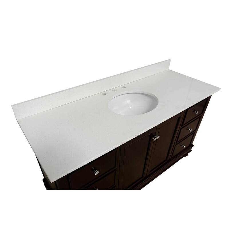 KitchenBathCollection Bella 60" Single Bathroom Vanity with Quartz Top