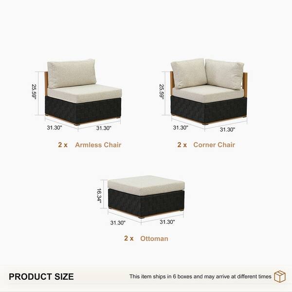dimension image slide 8 of 10, PURPLE LEAF GLFSF U-Shaped Black sofa with white seat Outdoor Couch for Yard Porch Deck Patio Conversation Sets