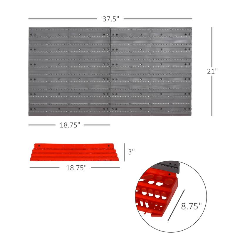 DURHAND 54 Piece Wall Mount Pegboard and Shelf Tool Organizer