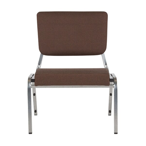 Offex 1500 lb. Rated Brown Antimicrobial Fabric Bariatric Chair with 3/4 Panel Back and Silver Vein Frame
