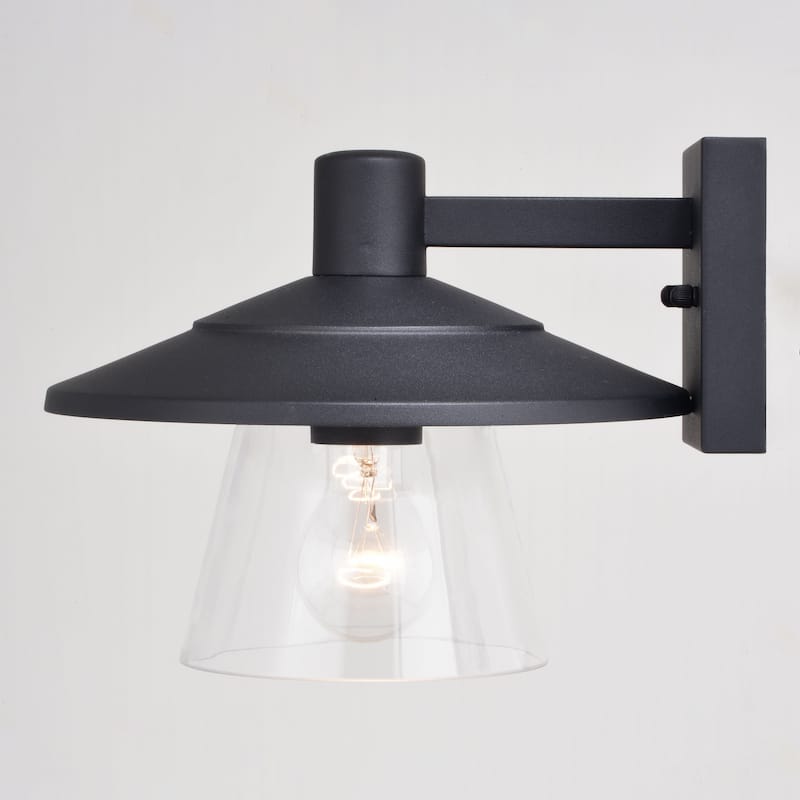 Westport Steel 1 Light LED Compatible Black Coastal Outdoor Wall Lantern Clear Glass - 10-in W x 8-in H x 11-in D