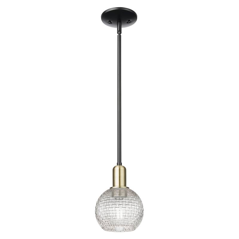 Innovations Lighting Endless Possibilities Arcadia - Athens - 1 Light 6" Basketweave Stem Hung Mini Pendant - Black Antique Brass