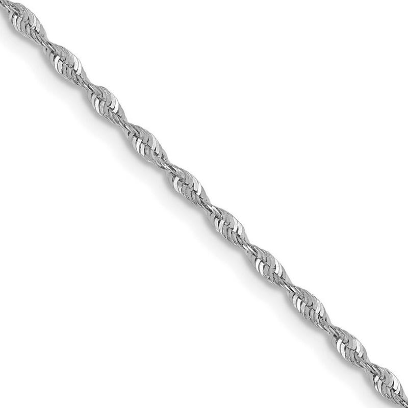 Curata 10k White Gold 1.5mm Diamond Cut Lightweight Rope Chain Necklace for Men