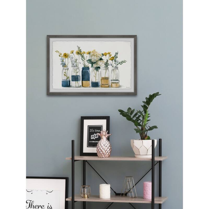 Framed Floral Painting Print - Mediterranean Style Wall Art - Home Decor Picture