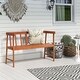 preview thumbnail 2 of 6, Outdoor Acacia Wood Bench with Backrest and Armrests - 43" x 18" x 28" (L x W x H)