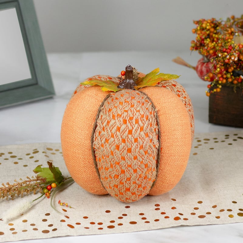 Autumn Harvest Textured Thanksgiving Pumpkin - 8.5" - Orange