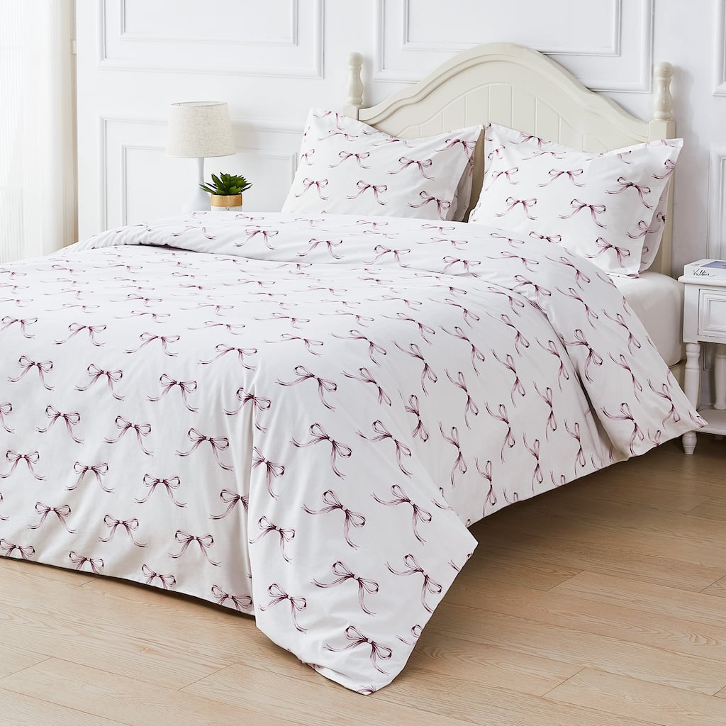 Gentle Ribbons Cotton Duvet Set Rose