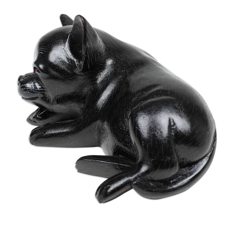 Novica Handmade Sleeping Chihuahua At Night Wood Figurine