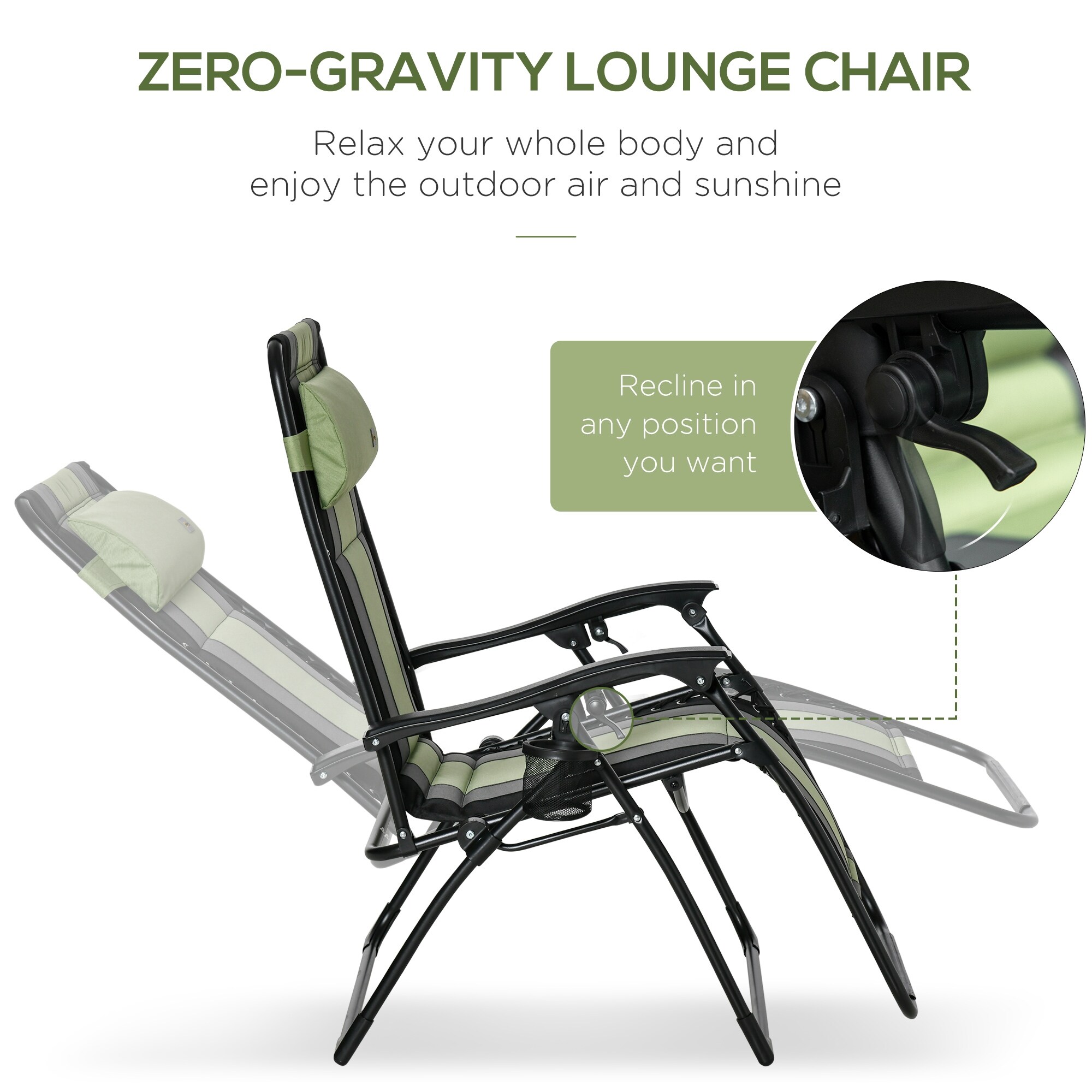 Patio XL Oversize Zero Gravity Recliner Folding Padded Lounger Chair with Adjustable Backrest Cup Holder and Headrest Bed Bath Beyond 39893569