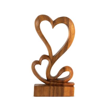 12" Wooden Handmade Abstract Sculpture Statue Handcrafted "Hearts Blossom" Gift Decorative Home Decor Figurine Accent Decoration