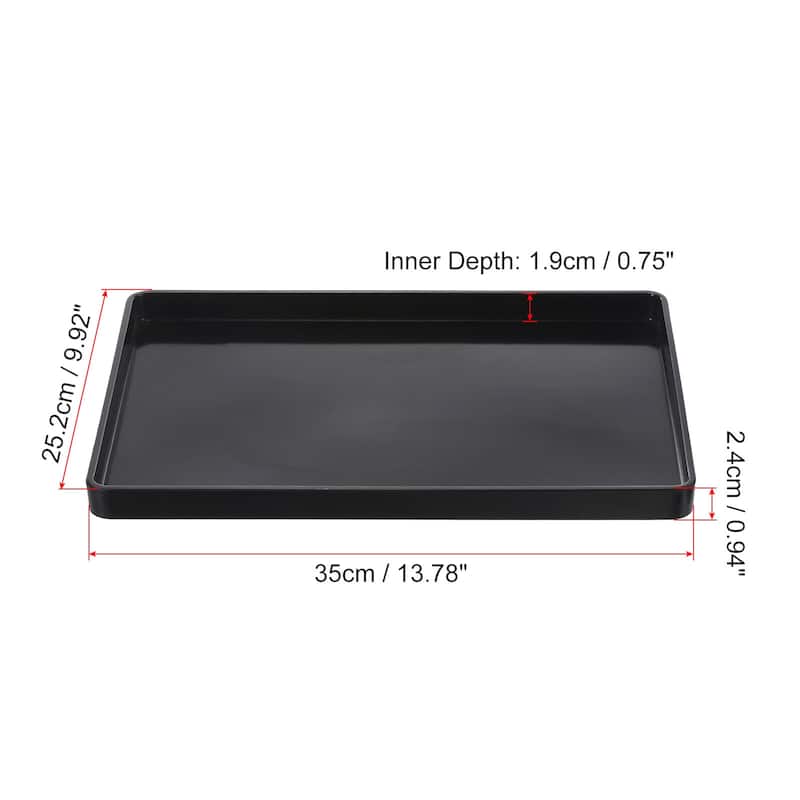 Fast Food Tray, Plastic Serving Tray Smooth Surface - Black - 14x10"