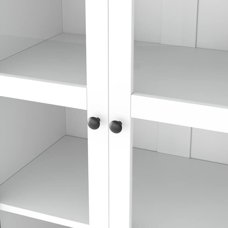 Tall Kitchen Pantry Cabinet, 75" Freestanding Buffet with Hutch, 4 Drawers, Door Shelves & Pull-Out Trays, Dining Room Storage