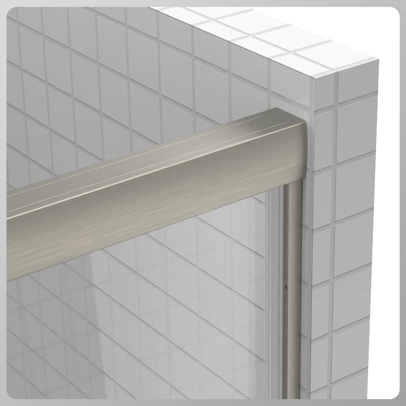 Matte Black Semi-Frameless Double-sliding Shower Door with Clear Glass - 60 in.Wx58 in.H