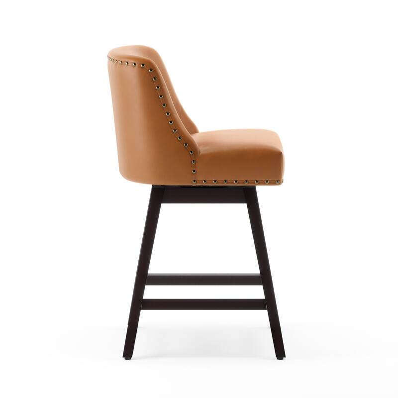 26 in. Fabric Upholstered Counter Height Swivel Bar Stool with Footrest - 19.6"D x 19.6"W x 37"H
