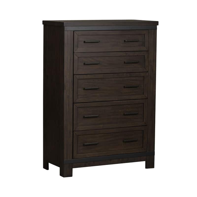 Thornwood Hills Rock Beaten Gray with Saw Cuts 5 Drawer Chest