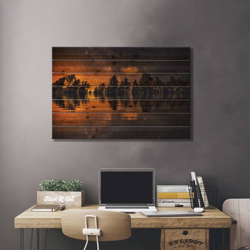 Forest Fire Fantasy Print On Wood by Christopher Thomas - Multi-Color