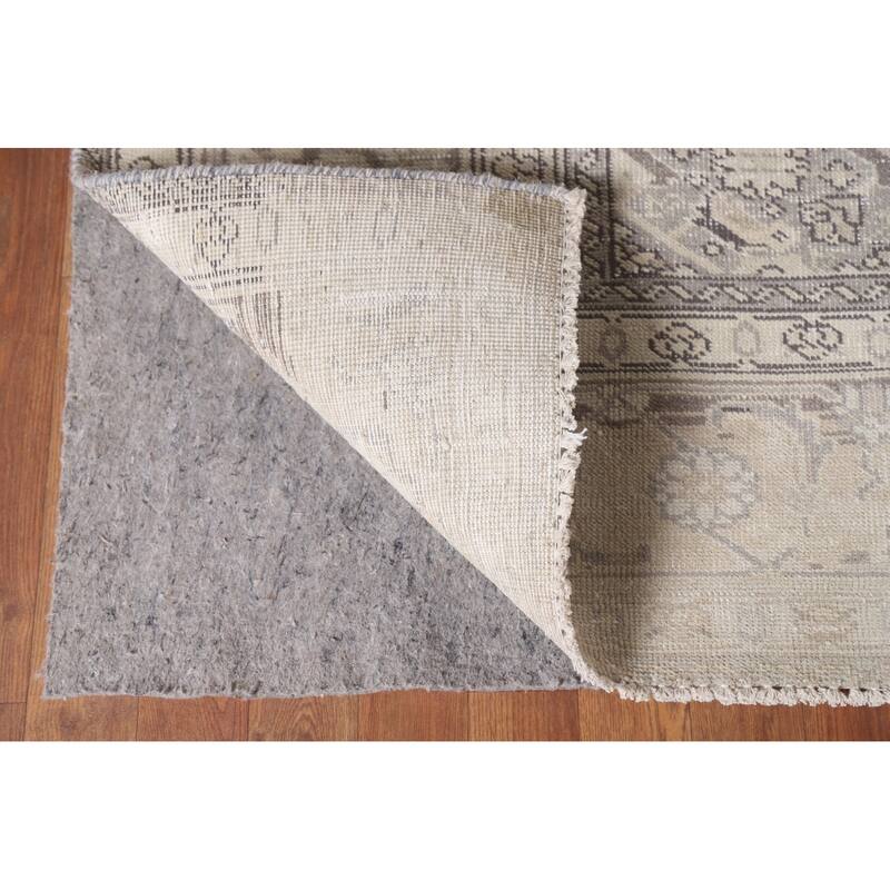 Hand Knotted Oriental 100% Wool Carpet Traditional Medallion Beige & Ivories Mashad Area Rug - 11' 4'' X 8' 1''