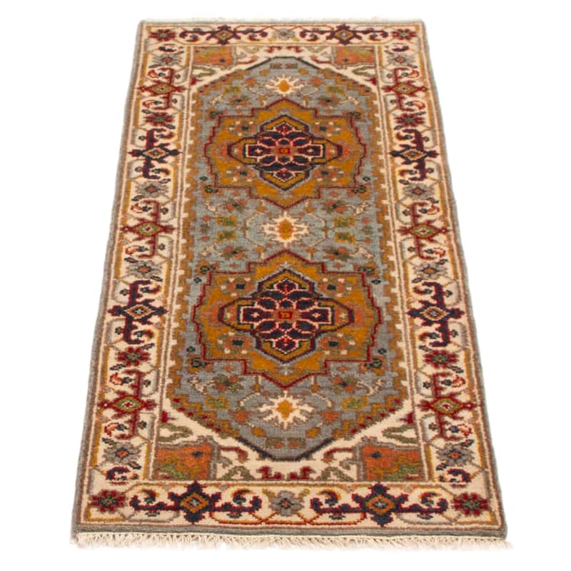 ECARPETGALLERY Hand-knotted Serapi Heritage Light Blue Wool Rug - 2'6 x 5'11