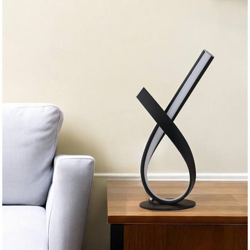 Modern 17" Black LED Bedside Table Lamp with On/Off Switch Cord - 7.50" x 6" x 17" - Black