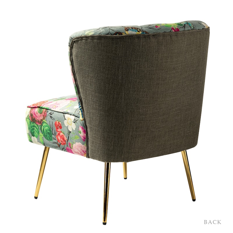 Almira Contemporary Upholstered Armless Side Chair with Tufted Back Set of 2 by HULALA HOME