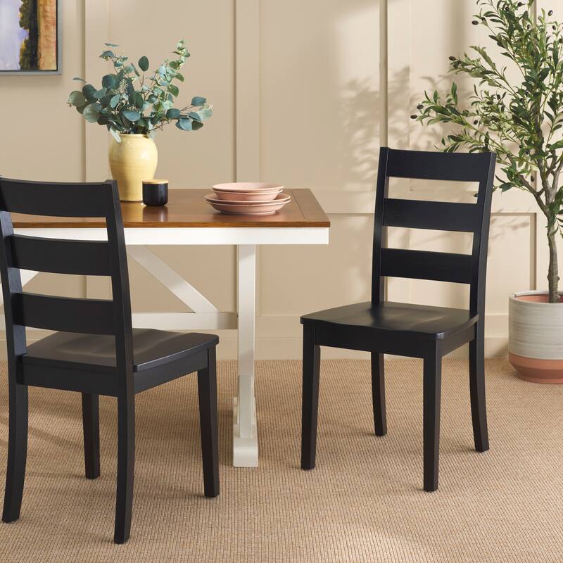 SAFAVIEH Idabelle Farmhouse Ladder Back Dining Chair - 18.4" W x 19.9" L x 37" H - 18"W x 20"D x 37"H