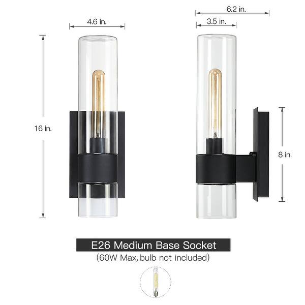 16-in H Black Medium Base (E-26) Outdoor Wall Light