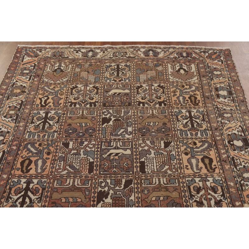Garden Design Bakhtiari Persian Vintage Rug Hand-knotted Wool Carpet - 5'4" x 9'6"